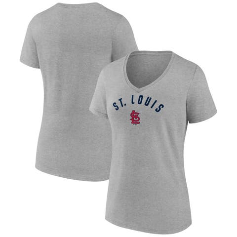 Women's Fanatics  Gray St. Louis Cardinals V-Neck T-Shirt