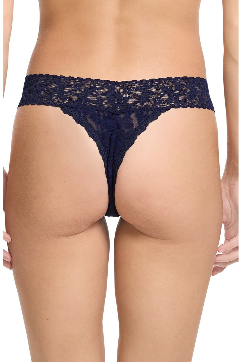 x Saalt Signature Lace Leakproof Original Rise Thong, Alternate, color, NAVY