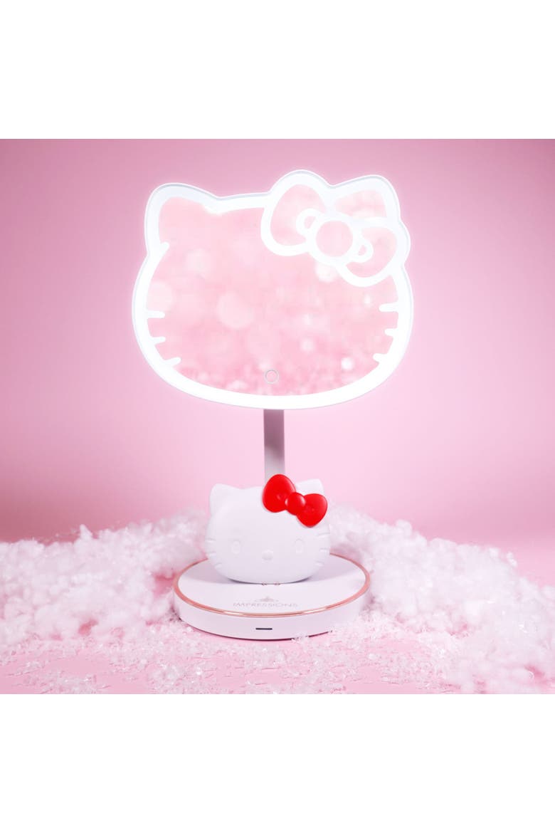 Hello Kitty LED Rechargeable Makeup Mirror and Wireless Compact Bundle, Alternate, color, White