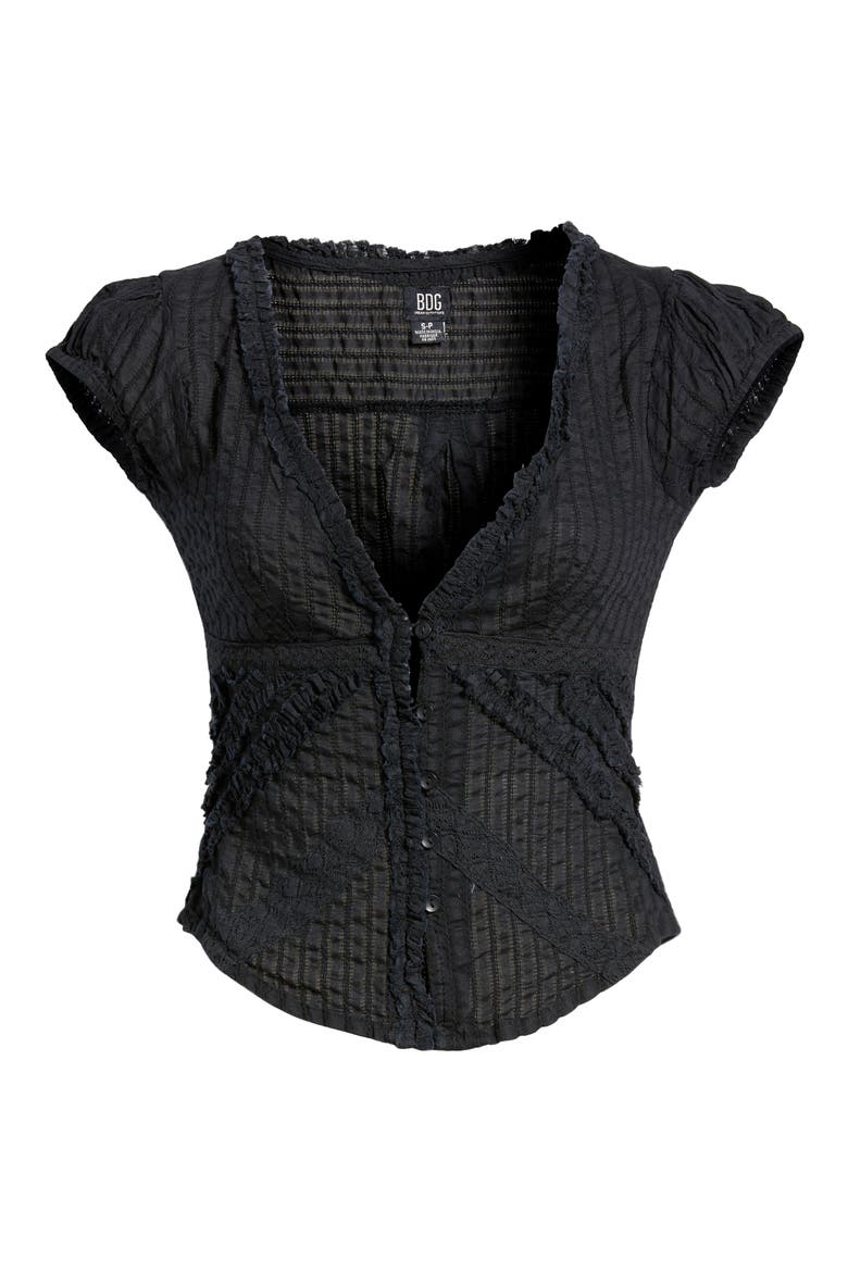 Robyn Ruffle Cotton Lace Top, Alternate, color, BLACK