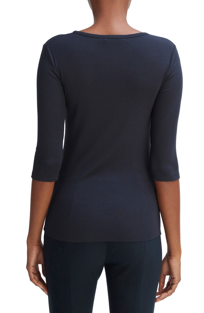 Vince Elbow Sleeve Rib Top, Alternate, color, Coastal Blue