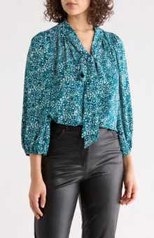 Renee C Print Tie Neck Top