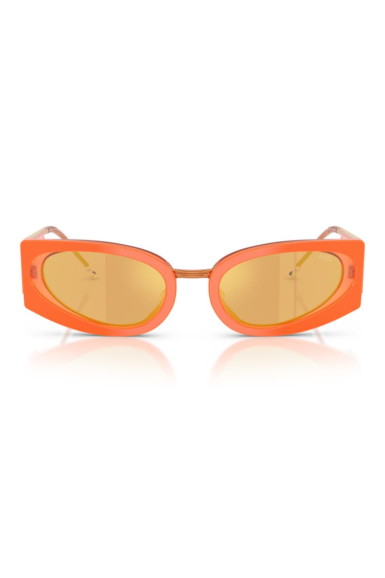 54mm Cat Eye Sunglasses, Main, color, BILAYER ORANGE / ROSE GOLD