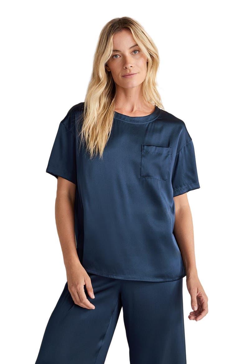 Washable Silk Sleep Top, Main, color, Navy