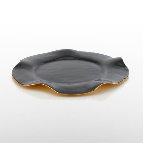 Lunares Ruffled Graphite Plate In Gold