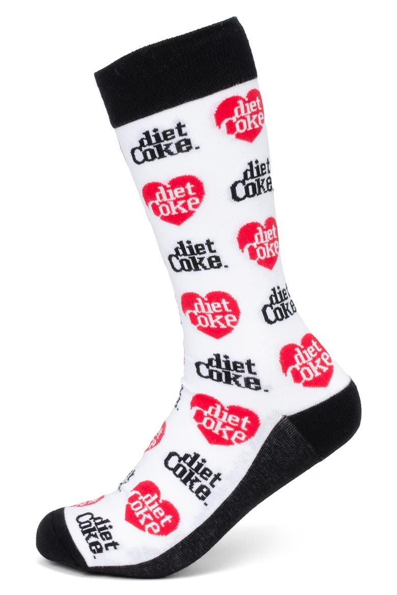 Diet Coke Crew Socks, Main, color, WHITE