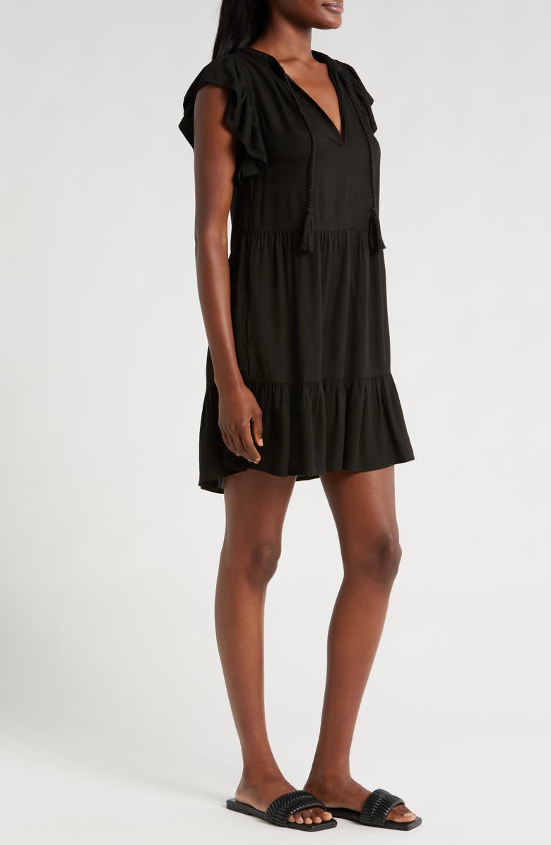 Elan Split Neck Ruffle Sleeve Cover-Up Dress, Alternate, color, 