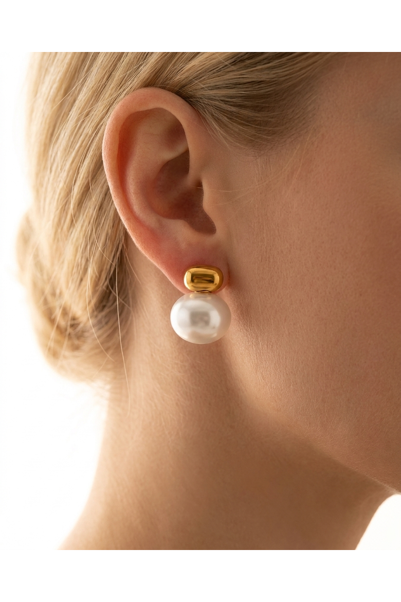 Big Freshwater Pearl Earrings, Alternate, color, Gold