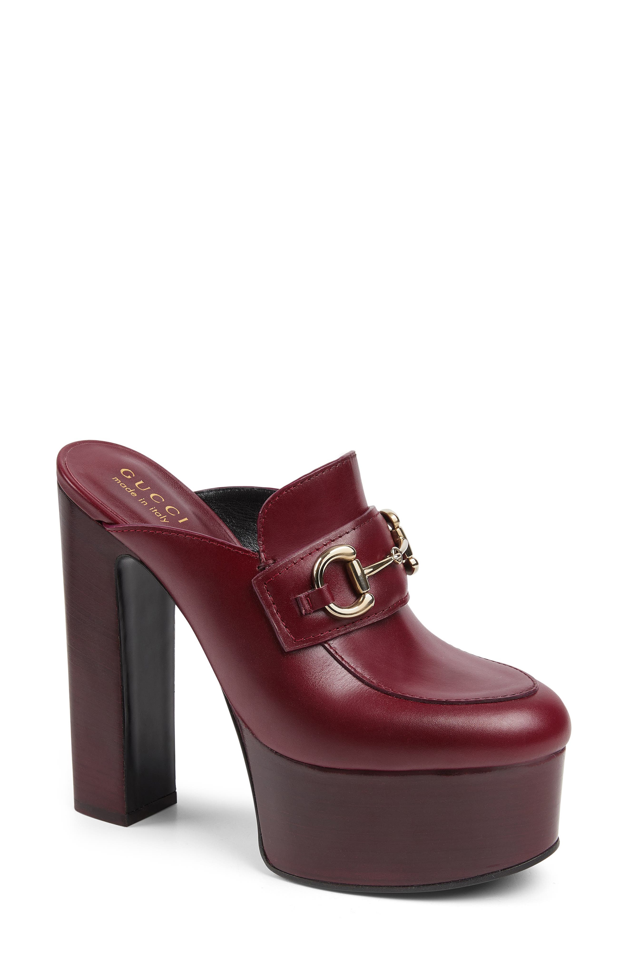 Horsebit Platform Loafer Mule, Main, color, RED LACQUER