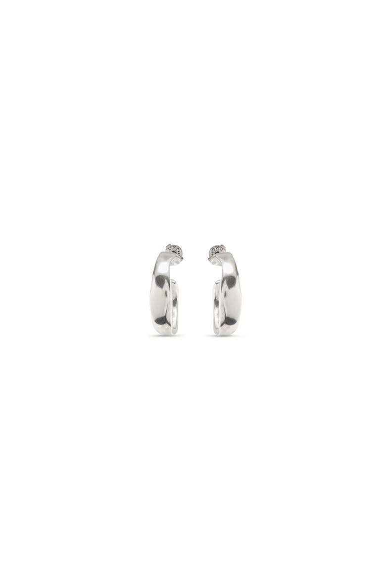 Sterling silver-plated wide hoop earrings, Main, color, Silver
