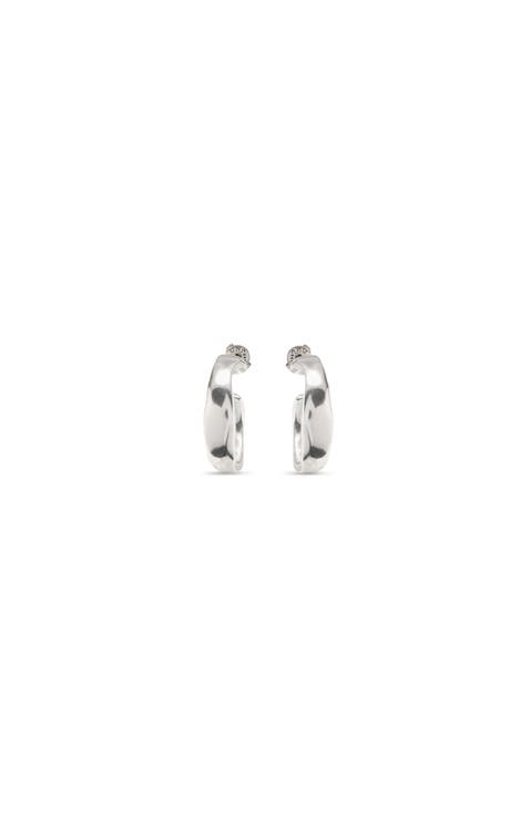 Sterling silver-plated wide hoop earrings