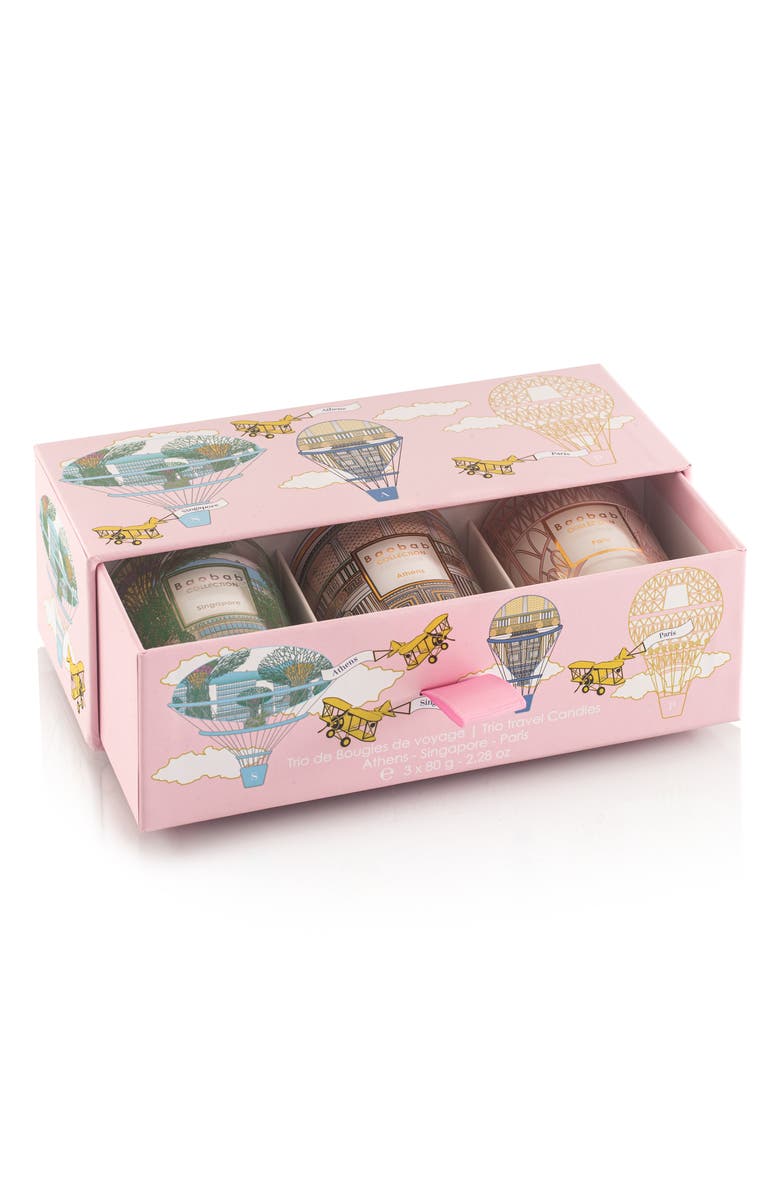 Baobab Collection Singapore-Athens-Paris Travel Candle Trio, Alternate, color, 