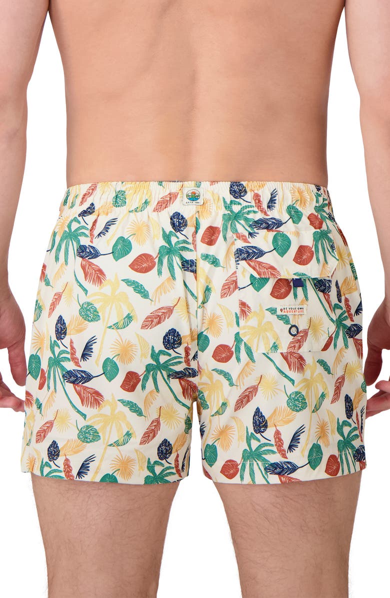 Sunset x Vine Leaf Print Swim Trunks, Alternate, color, Linen