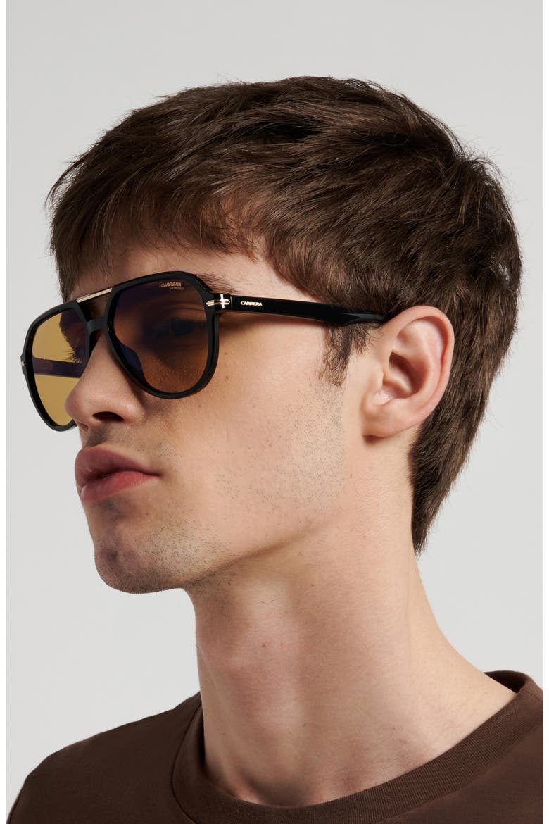Sport 59mm Pilot Sunglasses, Alternate, color, BLACK / YELLOW GREEN