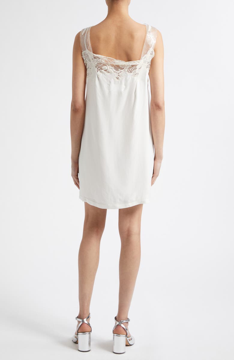 Maison Margiela Lace Trim Silk Slipdress, Alternate, color, Ivory