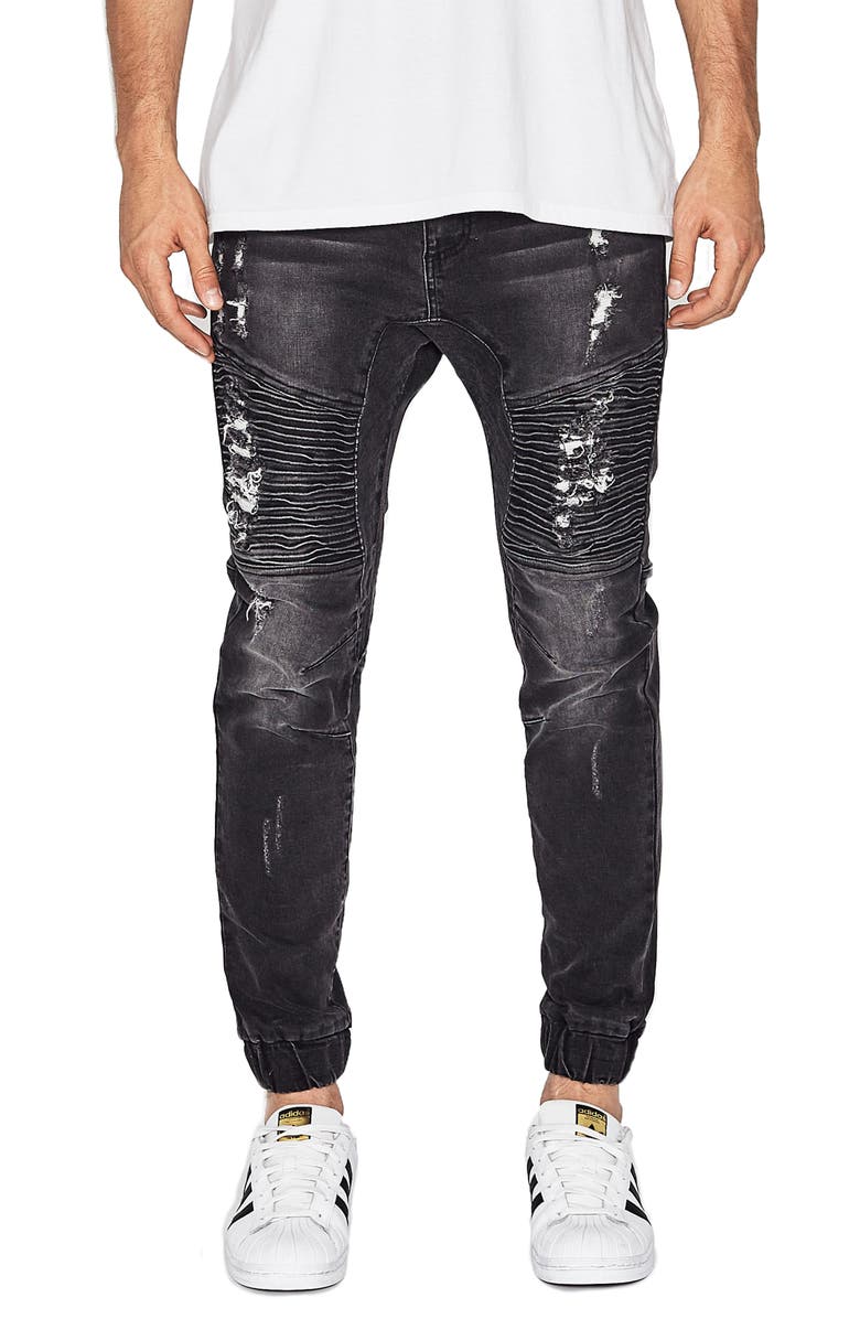 NXP Destroyer Moto Denim Jogger Pants, Main, color, 