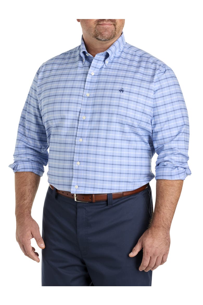 Big & Tall Non-Iron Check Oxford Sport Shirt, Main, color, SERENITY