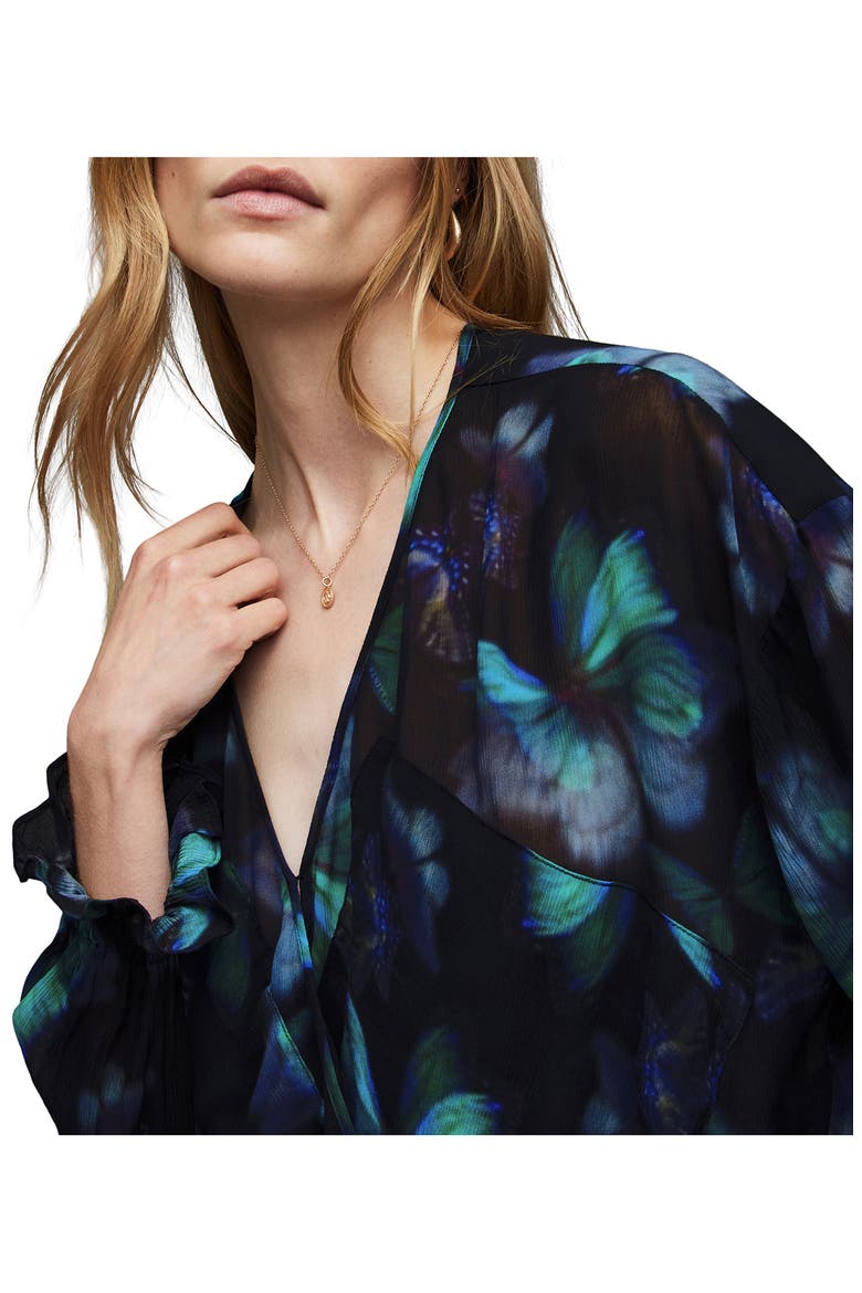 Penny Ceres Floral Print Blouse, Alternate, color, BLACK