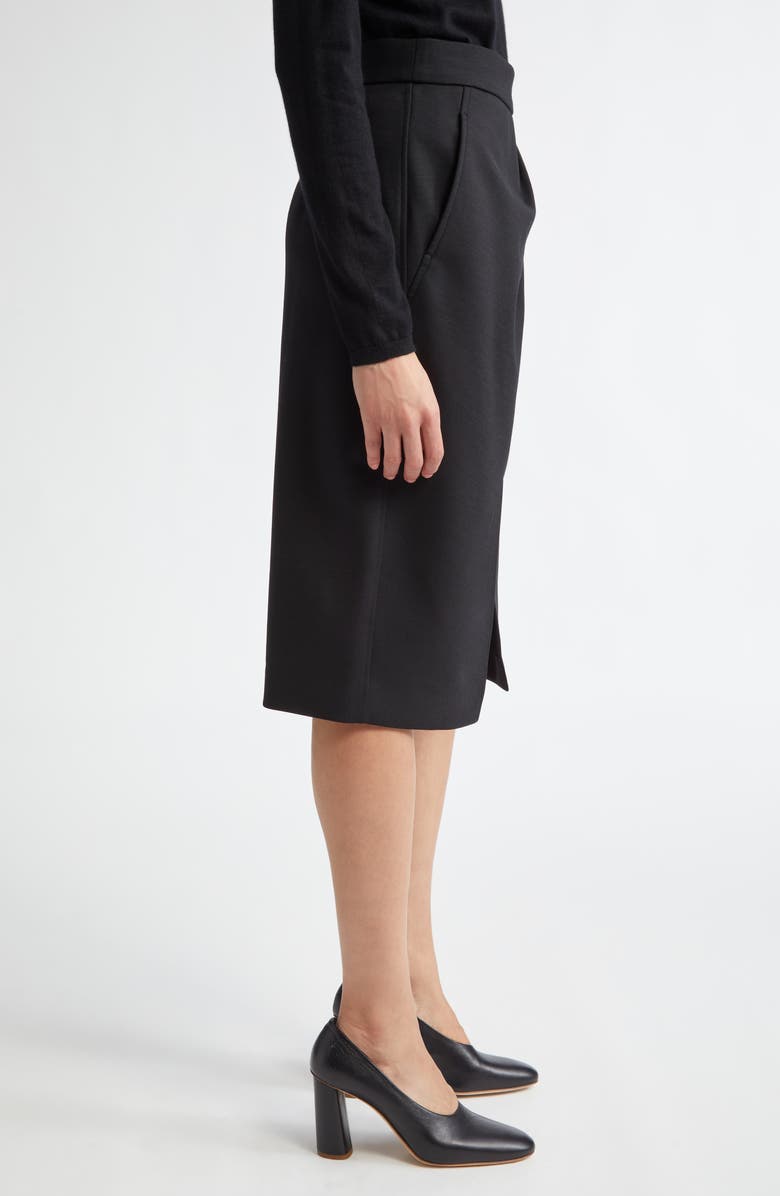 Max Mara Fervida Drape Front Wool Skirt, Alternate, color, Black