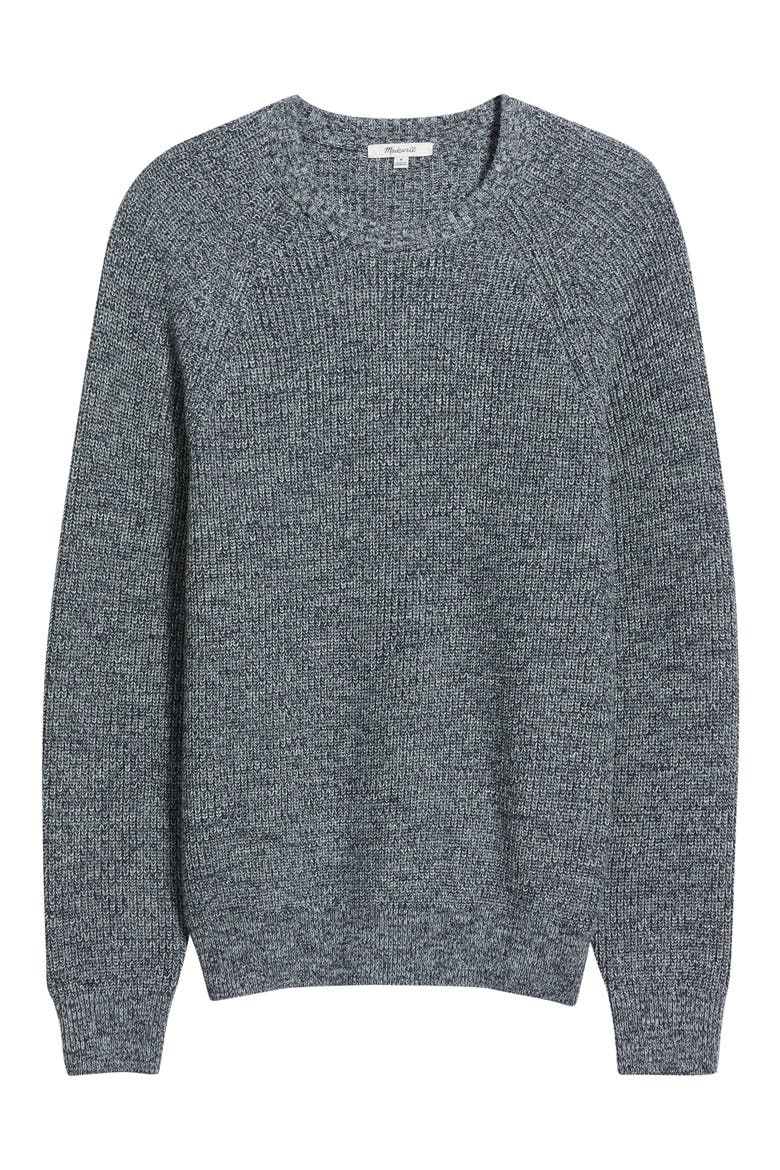 Shaker Stitch Cotton Sweater, Alternate, color, INK MARL