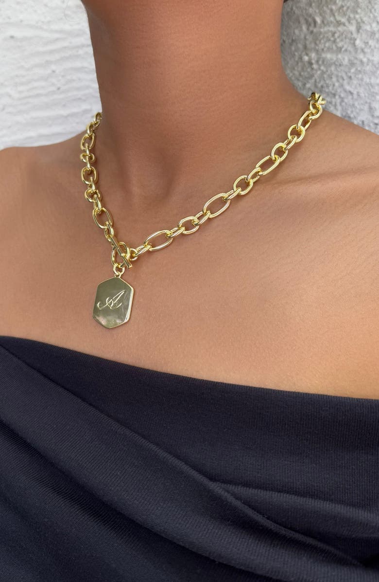 Adornia Monogram Initial Pendant Necklace, Alternate, color, Gold-A