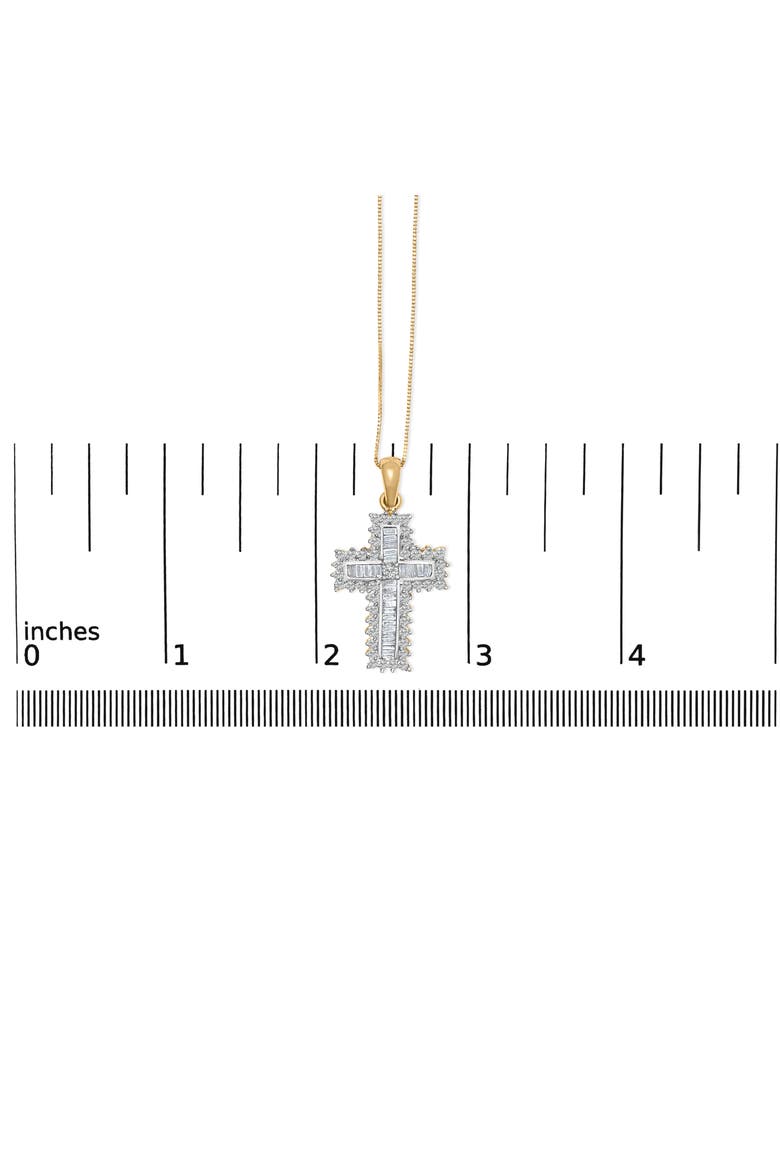 14K Yellow Gold 2.0 Cttw Multi-Row Diamond Cross Pendant Necklace, Alternate, color, Yellow Gold