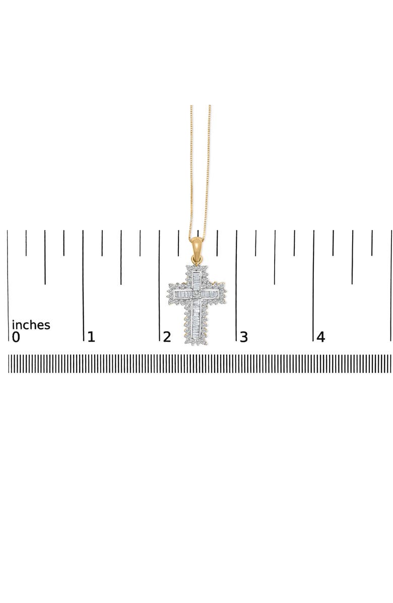 Haus of Brilliance 14K Yellow Gold 2.0 Cttw Multi-Row Diamond Cross Pendant Necklace, Alternate, color, Yellow Gold