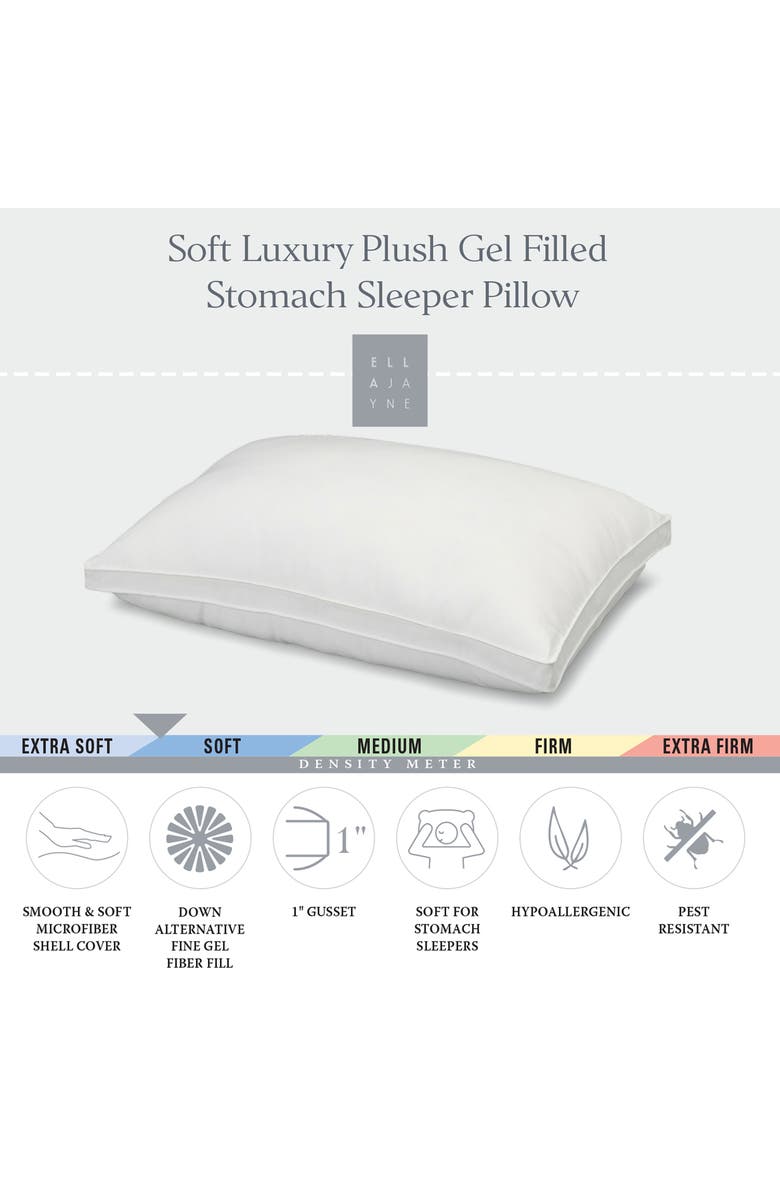 ELLA JAYNE HOME Soft Luxury Plush Gusseted Soft Gel Filled Stomach Sleeper Standard Pillow, Alternate, color, 