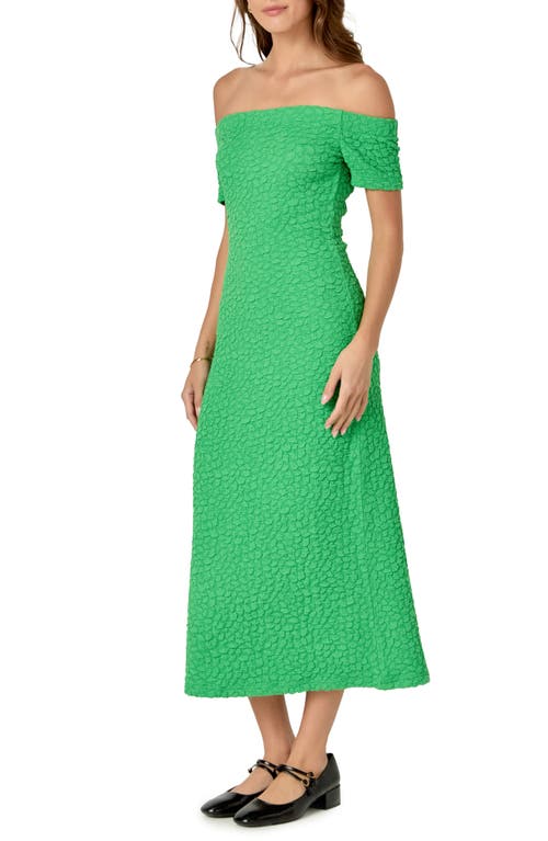 English Factory Textured Off The Shoulder Midi Dress In Green