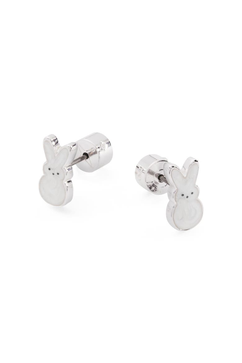 Peeps® Pearlized Bunny Stud Earrings, Alternate, color, Silver