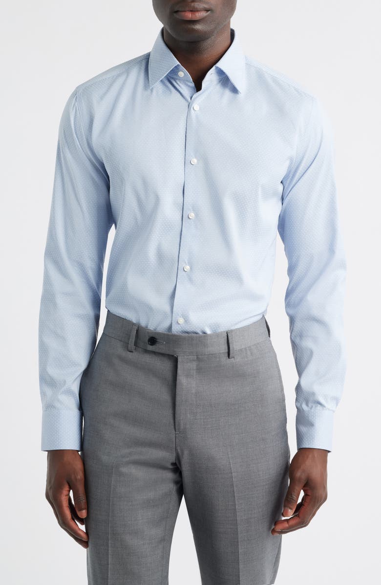 BOSS Hank Kent Slim Fit Performance Twill Dress Shirt, Main, color, Light/ Pastel Blue