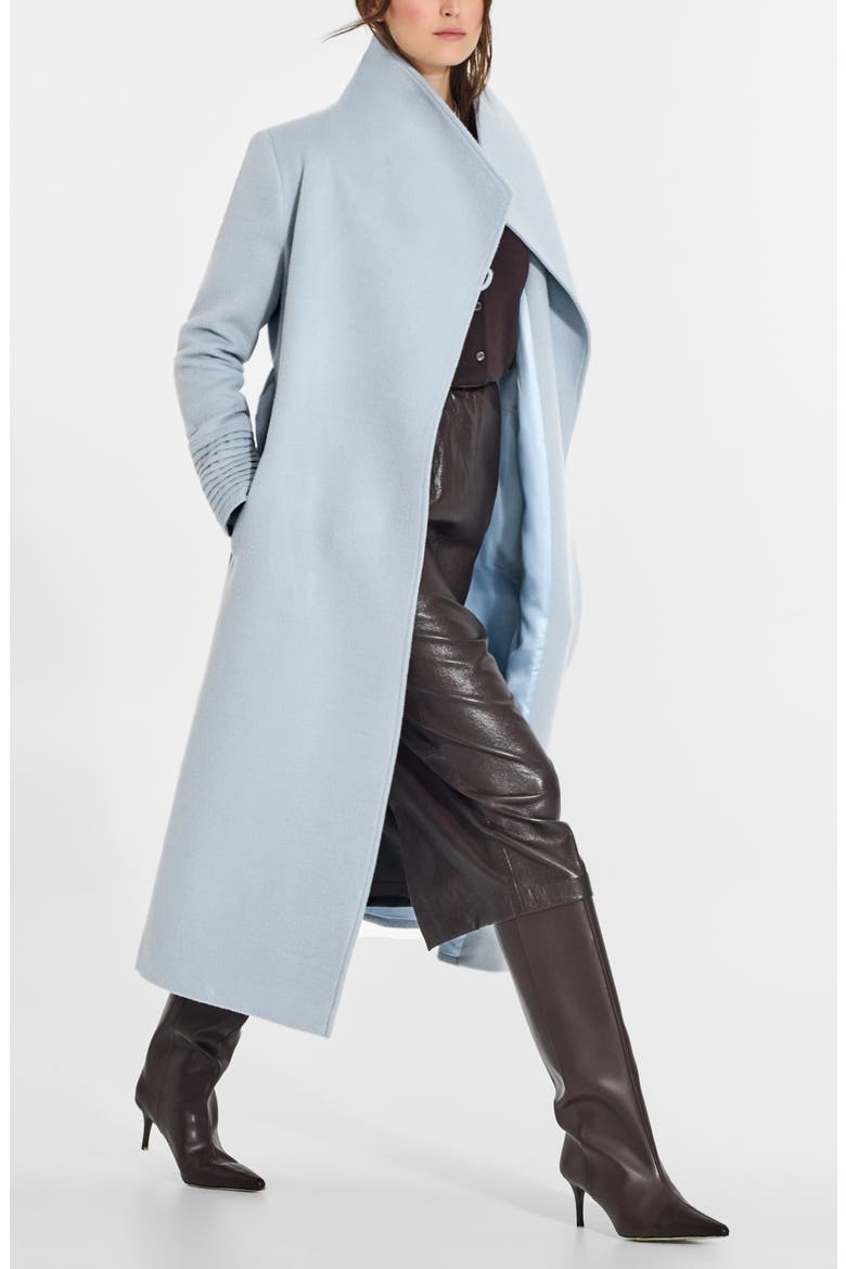 Baby Alpaca & Wool Funnel Neck Wrap Coat, Alternate, color, GLACIAL BLUE