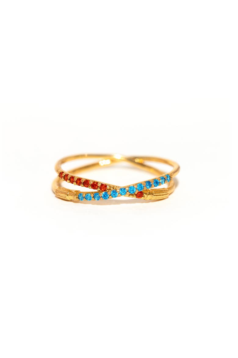 Star Wars™ Lightsaber Duel Cubic Zirconia Crossover Ring, Main, color, GOLD