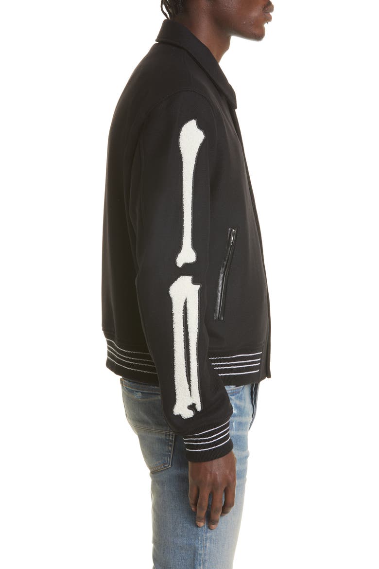 Bones Wool Varsity Jacket, Alternate, color, BLACK