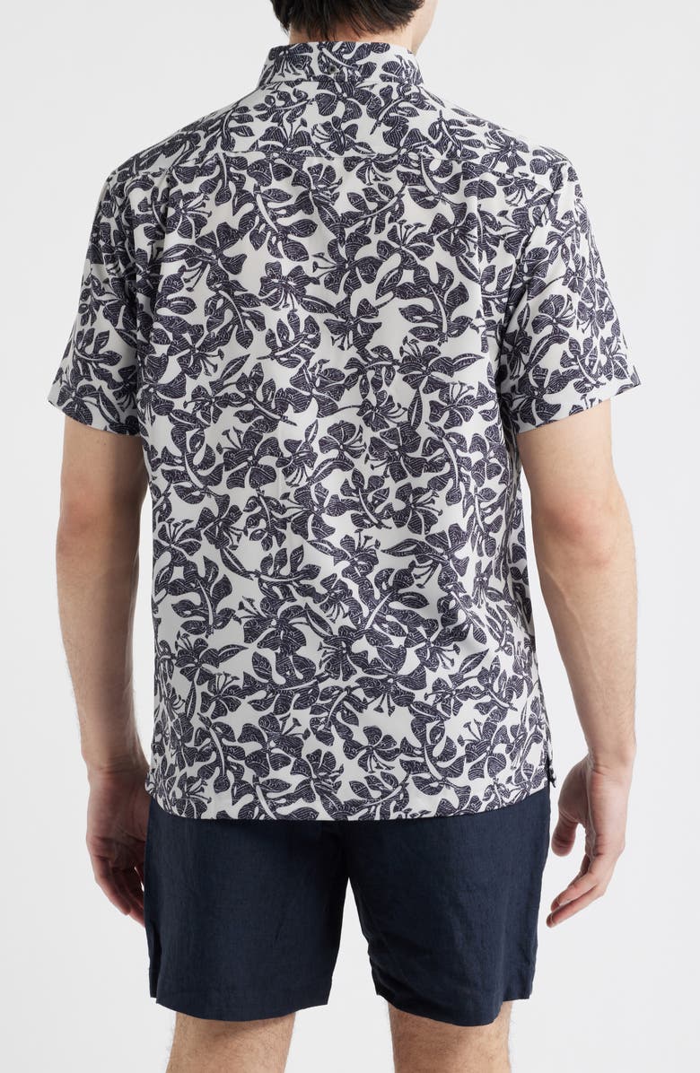 Kahala Tide Pool Short Sleeve Button-Up Shirt, Alternate, color, Light Grey