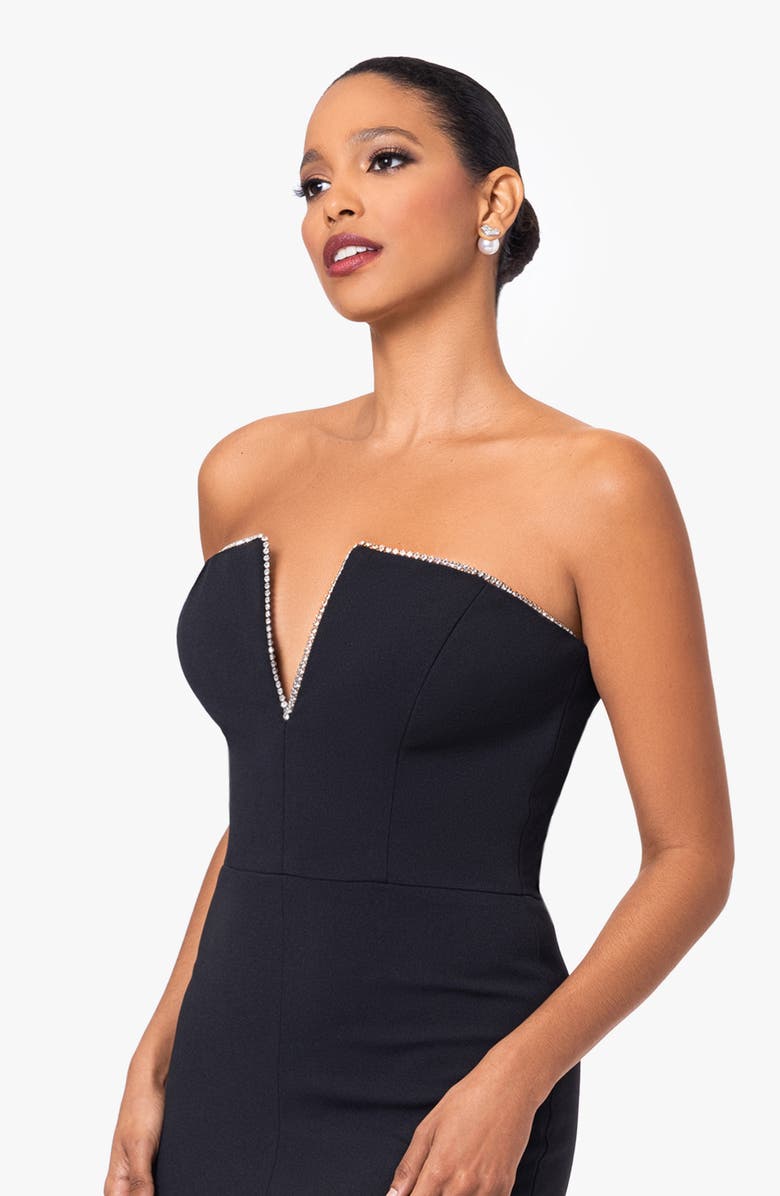 Betsy & Adam Notched Strapless Gown, Alternate, color,