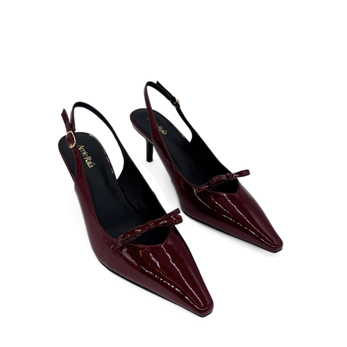 Amie Rafa Georgia Pointy Toe Bow Heels In Burgundy