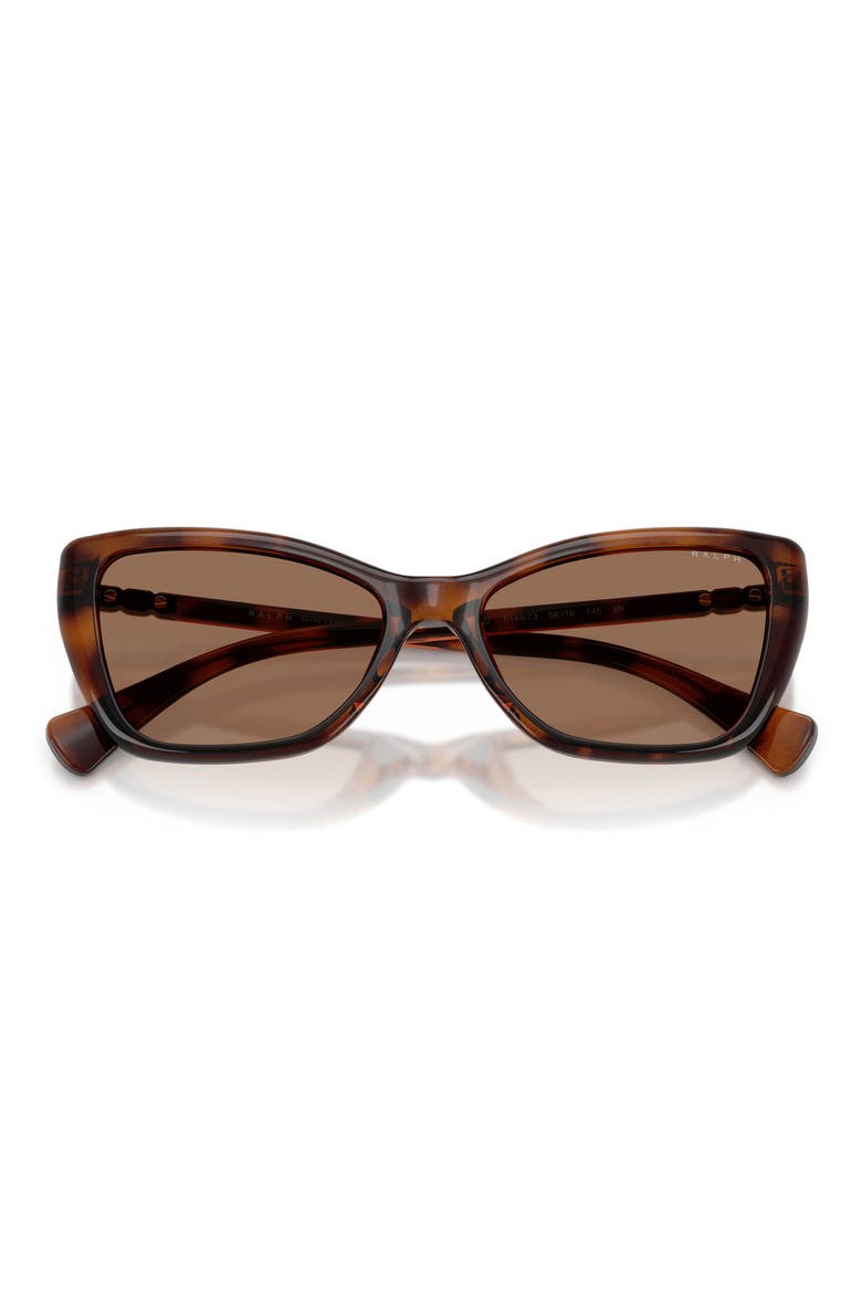 56mm Cat Eye Sunglasses, Alternate, color, SHINY DARK HAVANA / BROWN