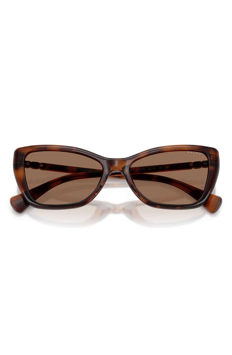 RALPH 56mm Cat Eye Sunglasses, Alternate, color, Shiny Dark Havana / Brown