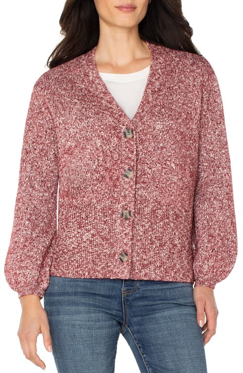 Liverpool Los Angeles Mélange V-neck Blouson Cardigan In Brown