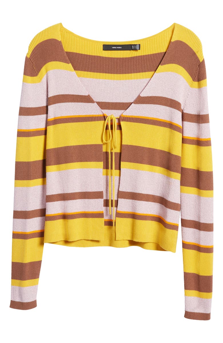 VERO MODA Aura Stripe Tie Front Rib Cardigan, Alternate, color, 