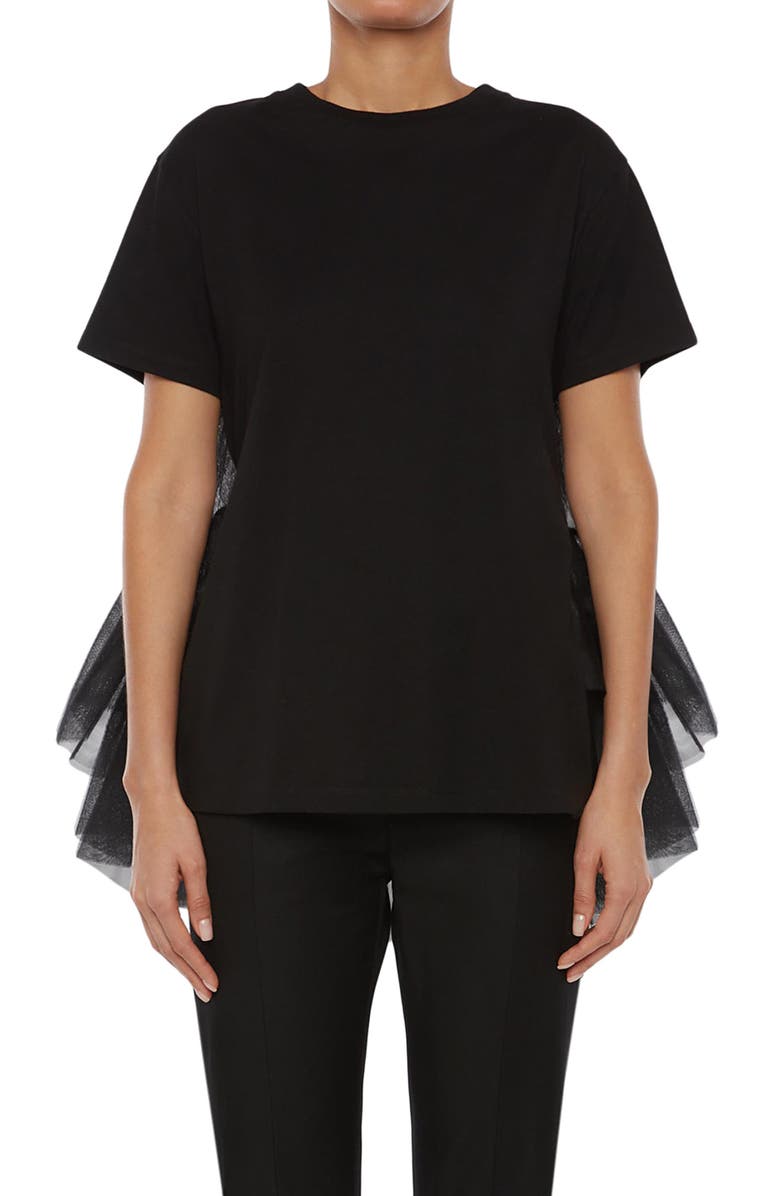 McQueen Alexander McQueen Tulle Back Cotton Jersey T-Shirt, Main, color, 