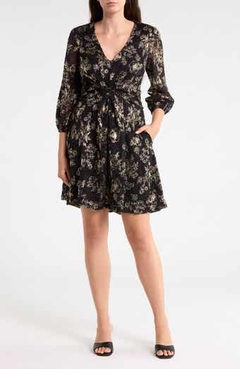 Floral Lace Balloon Sleeve Dress