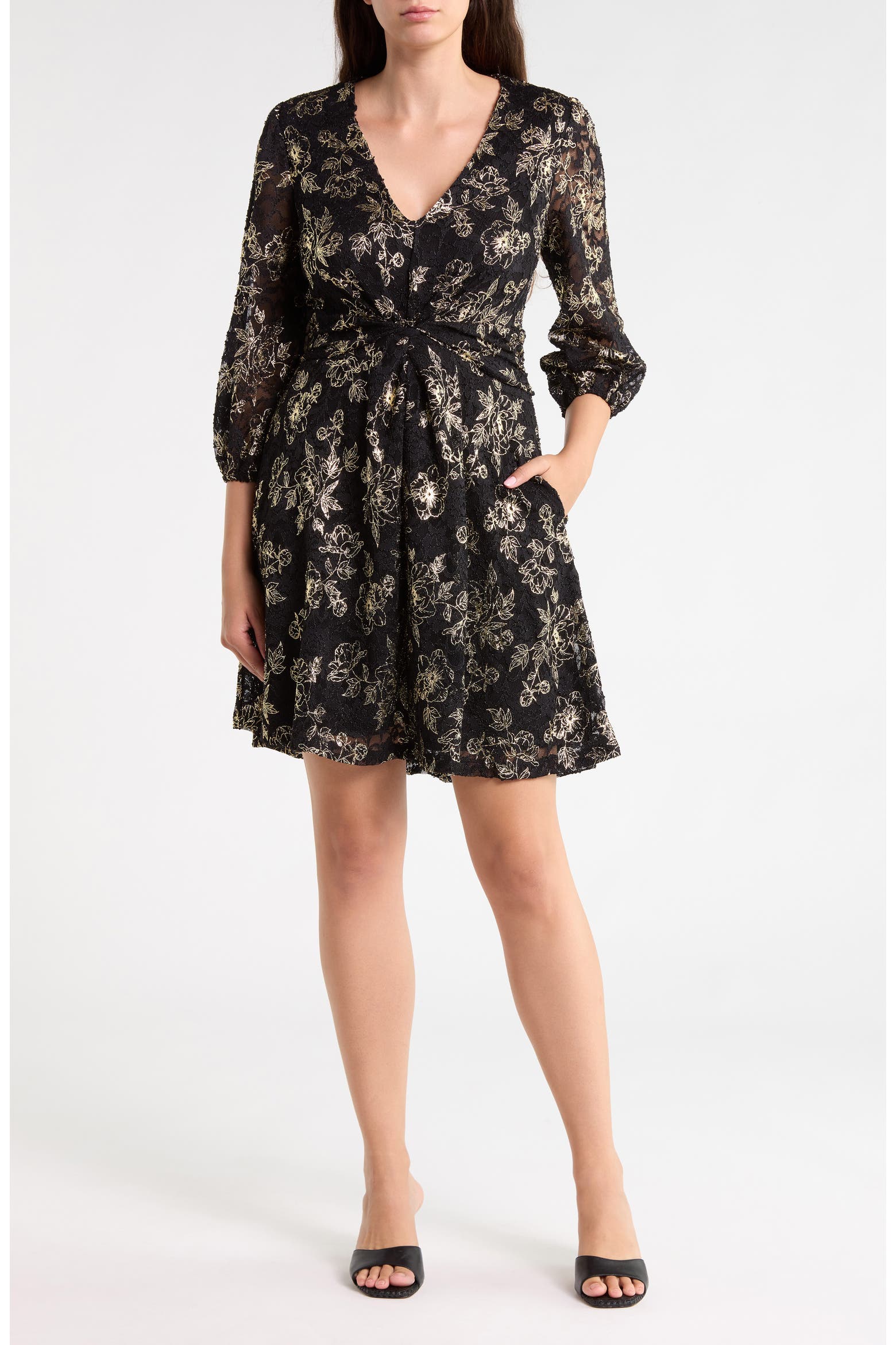 Lace Balloo Color Vince Camuto Floral Lace Balloon Sleeve Dress (Women) | Nordstromrack