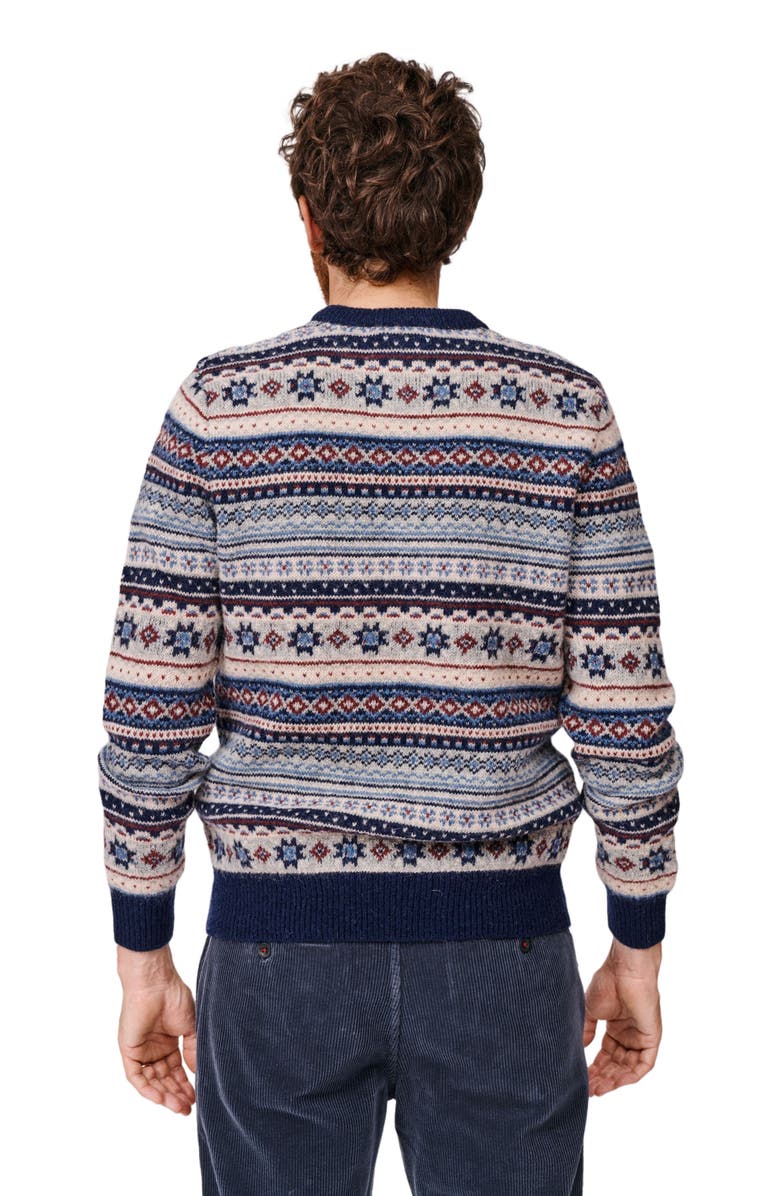 Aubin Fair Isle Crew Neck Wool Sweater, Alternate, color, Blue/Ecru Mix