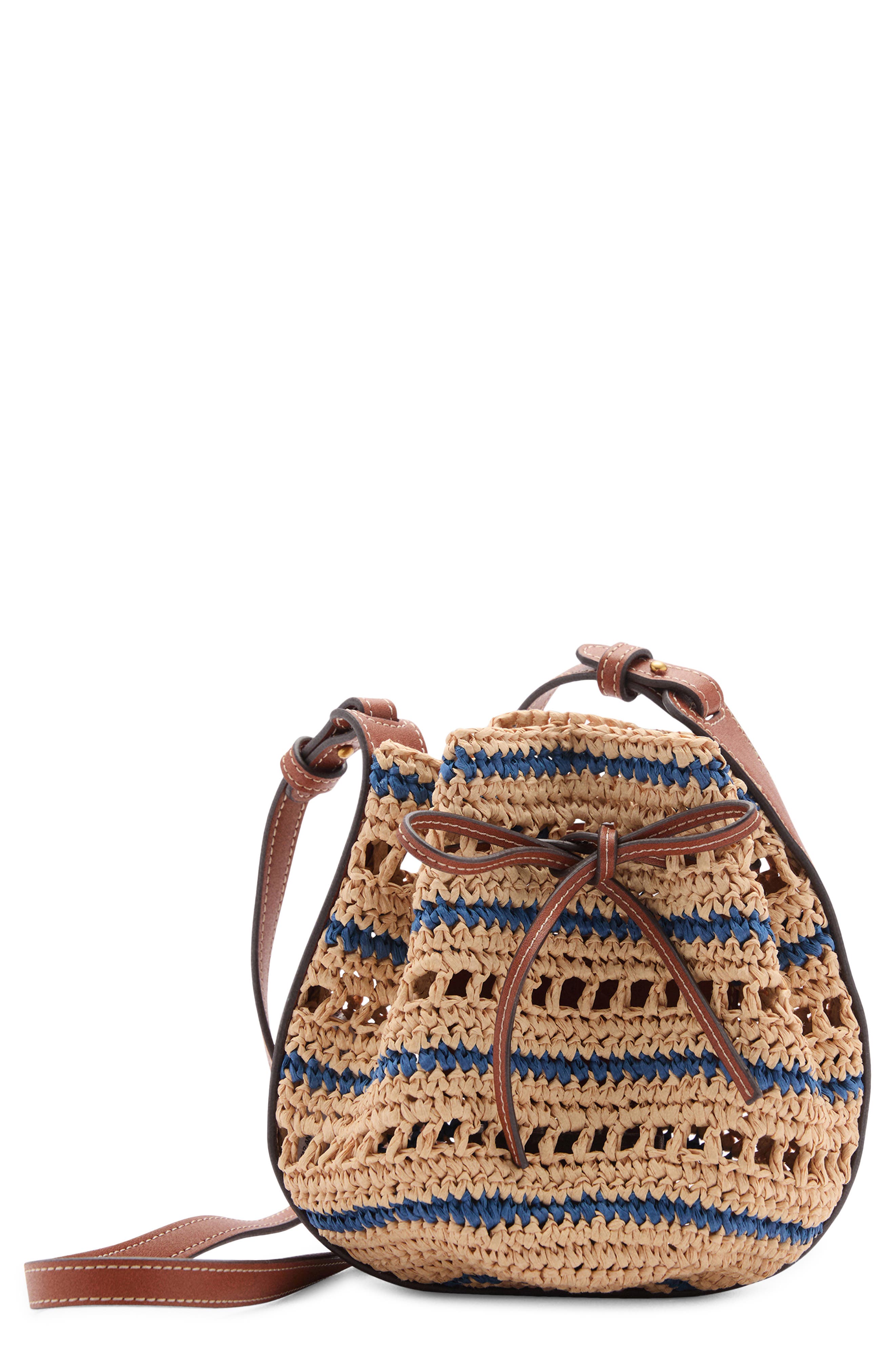 MANGO Straw Shoulder Bag, Main, color, 