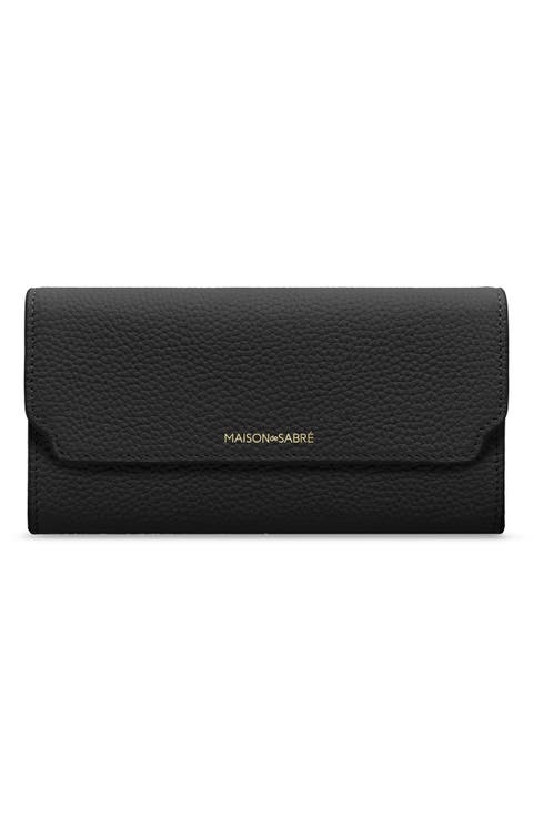 Long Leather Flap Wallet