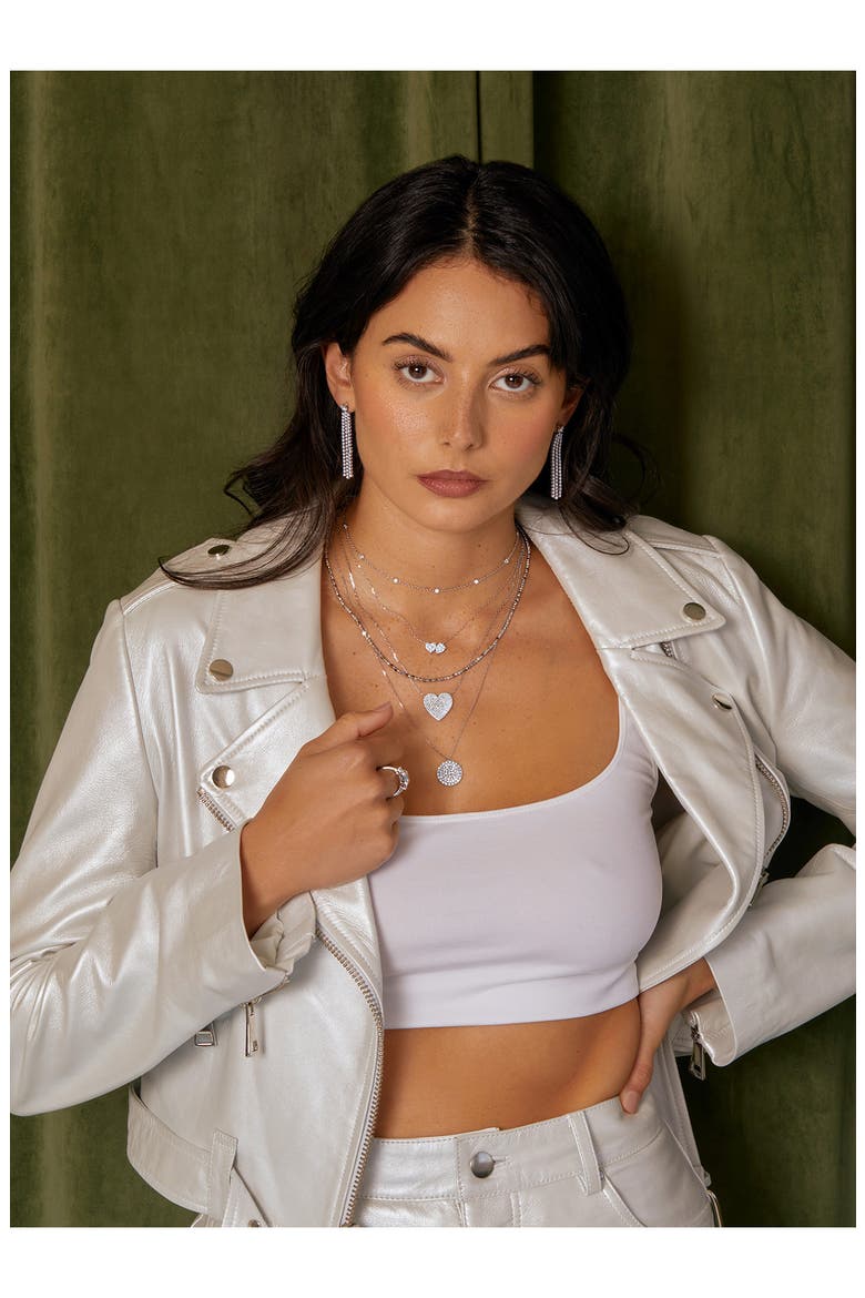 Pavé Diamond Heart Pendant Necklace (Nordstrom Exclusive), Alternate, color, 18K WHITE GOLD