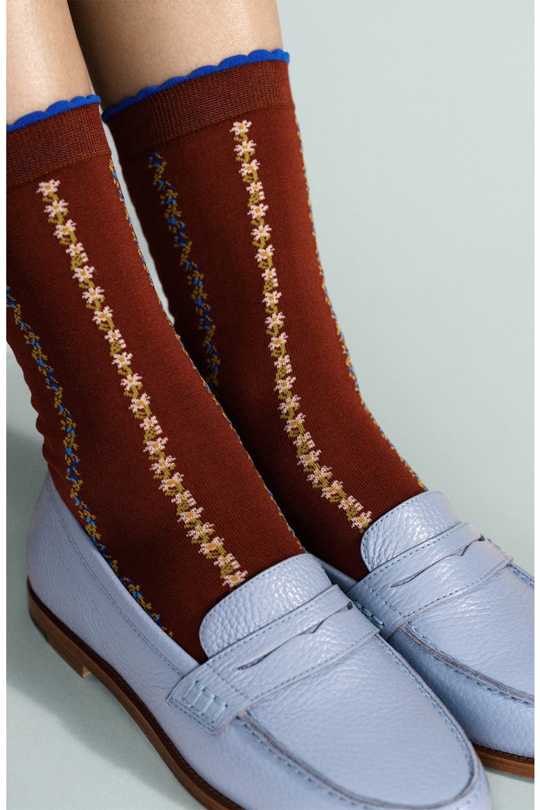 Louelle Crew Socks, Main, color, RUST