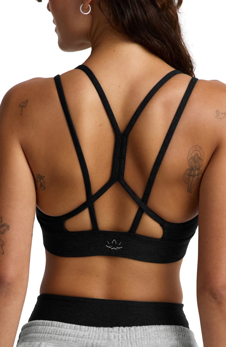 Beyond Yoga Spacedye Back to It Strappy Sports Bra, Alternate, color, Darkest Night